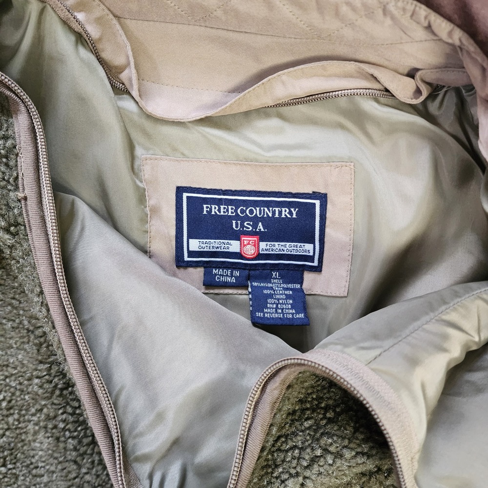 Free Country Mens Vintage Sherpa Lined Barn Jacket Size XL Tan Canvas Chore Coat - Picture 7 of 11